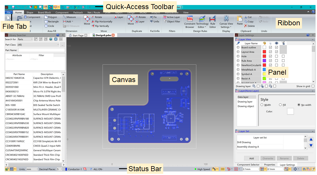 The eCADSTAR PCB Editor Interface